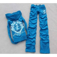 Juicy Couture Tracksuits Crest JC Middle Velour Hoodie Light Blue Juicy Couture Tracksuits Crest JC Middle Velour Hoodie Light Blue