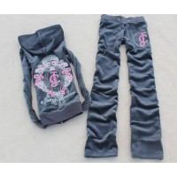 Juicy Couture Tracksuits Crest JC Middle Velour Hoodie Light Regal Juicy Couture Tracksuits Crest JC Middle Velour Hoodie Light Regal