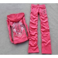 Juicy Couture Tracksuits Crest JC Middle Velour Hoodie Pink Juicy Couture Tracksuits Crest JC Middle Velour Hoodie Pink