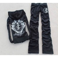 Juicy Couture Tracksuits Crest JC Middle Velour Hoodie Black Juicy Couture Tracksuits Crest JC Middle Velour Hoodie Black
