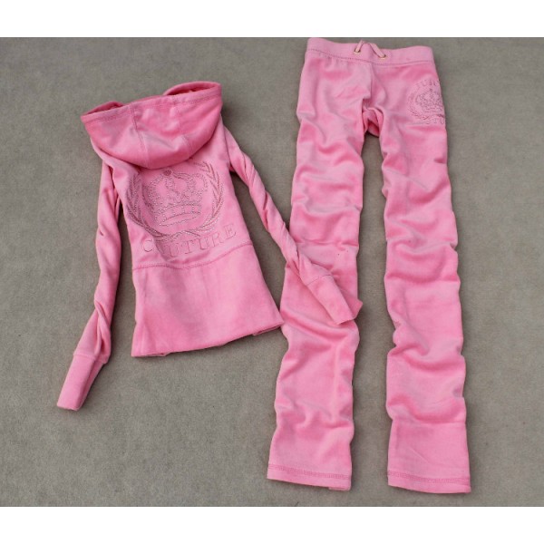 Juicy Couture Tracksuits Crown Couture Velour Hoodie Light Pink
