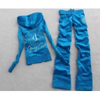 Juicy Couture Tracksuits JC Logo Velour Hoodie Cyan Juicy Couture Tracksuits JC Logo Velour Hoodie Cyan