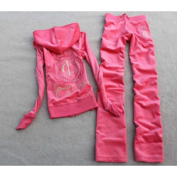 Juicy Couture Tracksuits JC Logo Velour Hoodie Pink