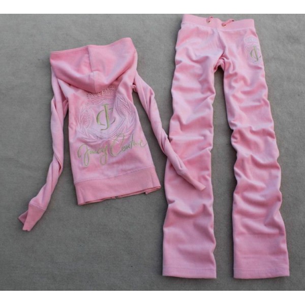 Juicy Couture Tracksuits JC Logo Velour Hoodie Light Pink