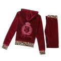 Juicy Couture Tracksuits JC Logo With leopard Velour Dark Red