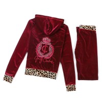Juicy Couture Tracksuits JC Logo With leopard Velour Dark Red Juicy Couture Tracksuits JC Logo With leopard Velour Dark Red