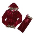 Juicy Couture Tracksuits JC Logo With leopard Velour Dark Red