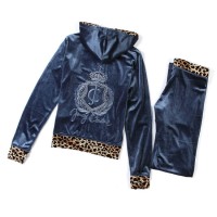 Juicy Couture Tracksuits JC Logo With leopard Velour Blue Juicy Couture Tracksuits JC Logo With leopard Velour Blue