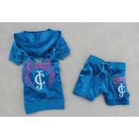 Juicy Couture Short Tracksuits Bow JC Velour Blue Juicy Couture Short Tracksuits Bow JC Velour Blue