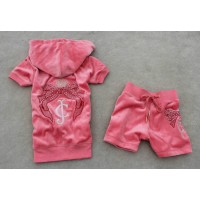 Juicy Couture Short Tracksuits Bow JC Velour Pink Juicy Couture Short Tracksuits Bow JC Velour Pink