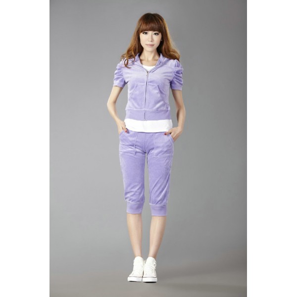 Juicy Couture Short Tracksuits Orignal Velour With Pocket Light Purple