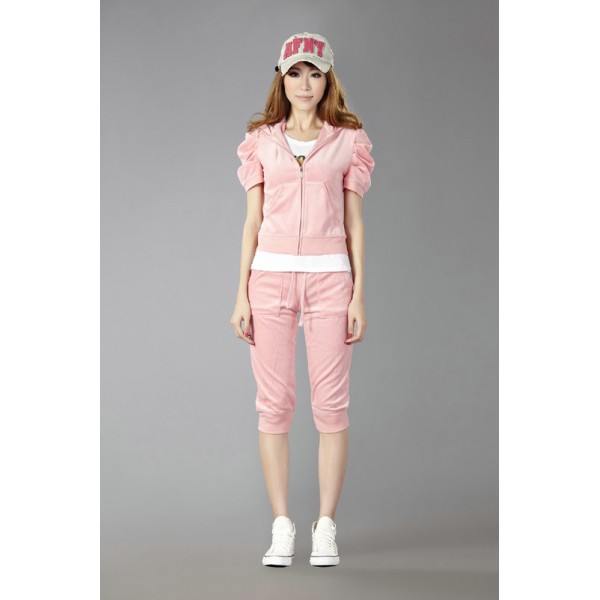 Juicy Couture Short Tracksuits Orignal Velour With Pocket Light Pink