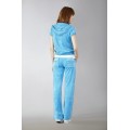 Juicy Couture Short Tracksuits Orignal Velour With Pocket Long Pants Light Blue