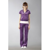 Juicy Couture Short Tracksuits Orignal Velour With Pocket Long Pants Purple Juicy Couture Short Tracksuits Orignal Velour With Pocket Long Pants Purple