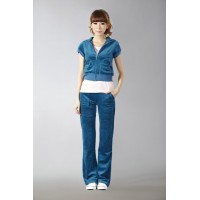 Juicy Couture Short Tracksuits Orignal Velour With Pocket Long Pants Cyan Juicy Couture Short Tracksuits Orignal Velour With Pocket Long Pants Cyan