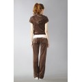 Juicy Couture Short Tracksuits Orignal Velour With Pocket Long Pants Khaki