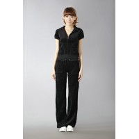 Juicy Couture Short Tracksuits Orignal Velour With Pocket Long Pants Black Juicy Couture Short Tracksuits Orignal Velour With Pocket Long Pants Black