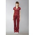 Juicy Couture Short Tracksuits Orignal Velour With Pocket Long Pants Dark Red