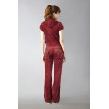 Juicy Couture Short Tracksuits Orignal Velour With Pocket Long Pants Dark Red