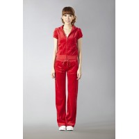 Juicy Couture Short Tracksuits Orignal Velour With Pocket Long Pants Red Juicy Couture Short Tracksuits Orignal Velour With Pocket Long Pants Red