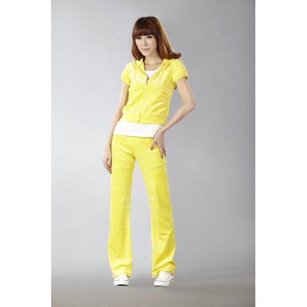 Juicy Couture Short Tracksuits Orignal Velour Long Pants Yellow