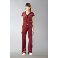 Juicy Couture Short Tracksuits Orignal Velour Long Pants Dark Red Juicy Couture Short Tracksuits Orignal Velour Long Pants Dark Red
