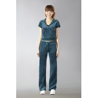 Juicy Couture Short Tracksuits Orignal Velour Long Pants Dark Cyan Juicy Couture Short Tracksuits Orignal Velour Long Pants Dark Cyan
