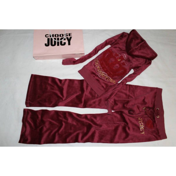 Juicy Couture Tracksuits Big Crest Velour Hoodie Pom Pom