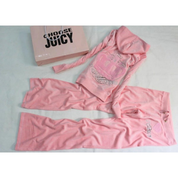Juicy Couture Tracksuits Big Crest Velour Hoodie Pink Candy