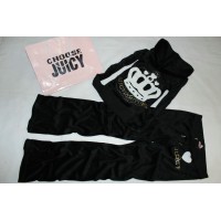 Juicy Couture Tracksuits Big Crest Velour Hoodie Black Juicy Couture Tracksuits Big Crest Velour Hoodie Black