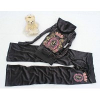 Juicy Couture Tracksuits Crest JC Flower Velour Hoodie Ash Black Juicy Couture Tracksuits Crest JC Flower Velour Hoodie Ash Black