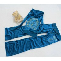 Juicy Couture Tracksuits Crest JC Flower Velour Hoodie Lazuli Juicy Couture Tracksuits Crest JC Flower Velour Hoodie Lazuli