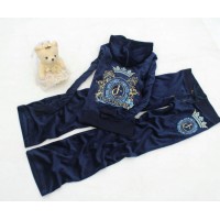Juicy Couture Tracksuits Crest JC Flower Velour Hoodie Regal Juicy Couture Tracksuits Crest JC Flower Velour Hoodie Regal