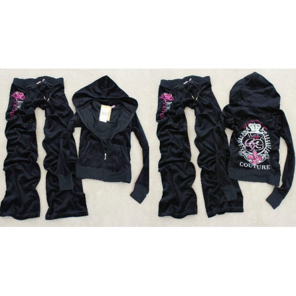 Juicy Couture Tracksuits Crest Frame Terry Hoodie Black