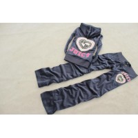 Juicy Couture Tracksuits Heart Juicy Velour Hoodie Dark Blue